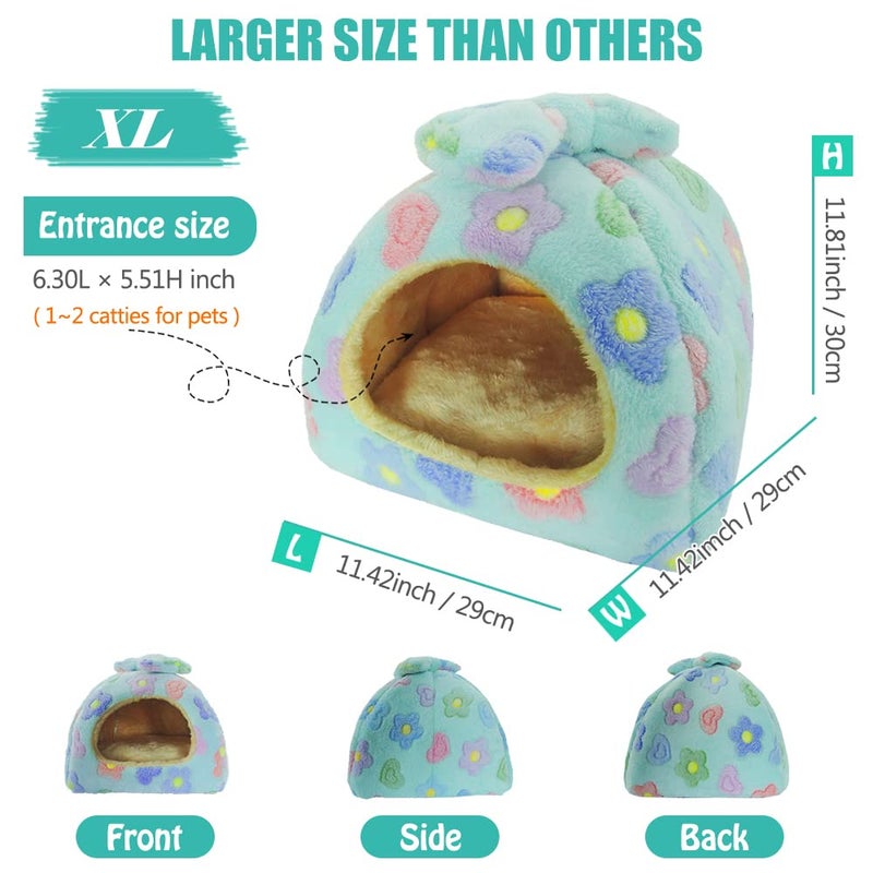HOMEYA Small Animal Pet Bed, Sleeping House Habitat Nest for Guinea Pig Hamster Hedgehog Rat Chinchilla Hideout Bedding Snuggle Sack Cuddle Cup Cage Accessories with Removable Washable Mat(Blue) - Image 2